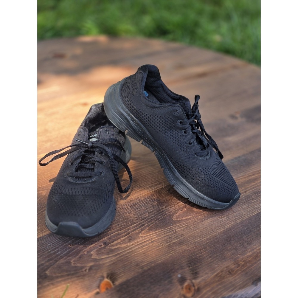 Size 6.5-Skechers Arch Fit Women's Black Walking Sneakers Comfort Cooled #149057